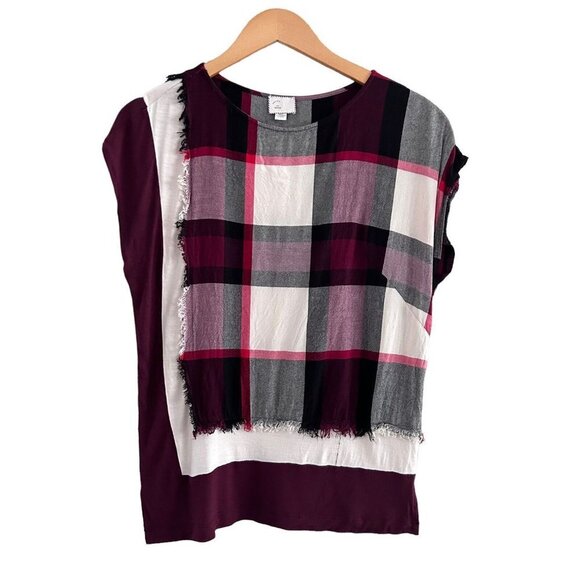 Anthropologie Postmark Womens Plaid Short Dolman Sleeve Blouse Top Size M - Picture 2 of 12